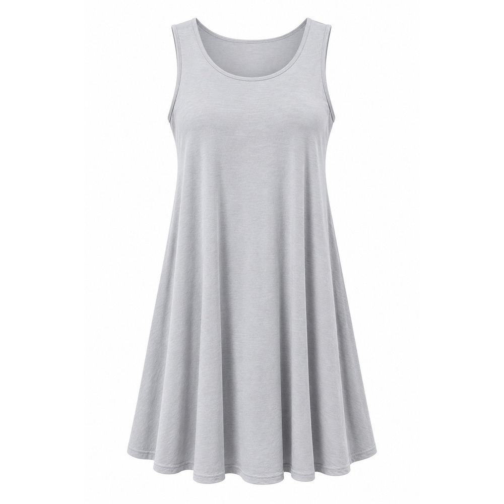 Azules Women's Light Gray Sleeveless Swing Dress Size Large Made in USA